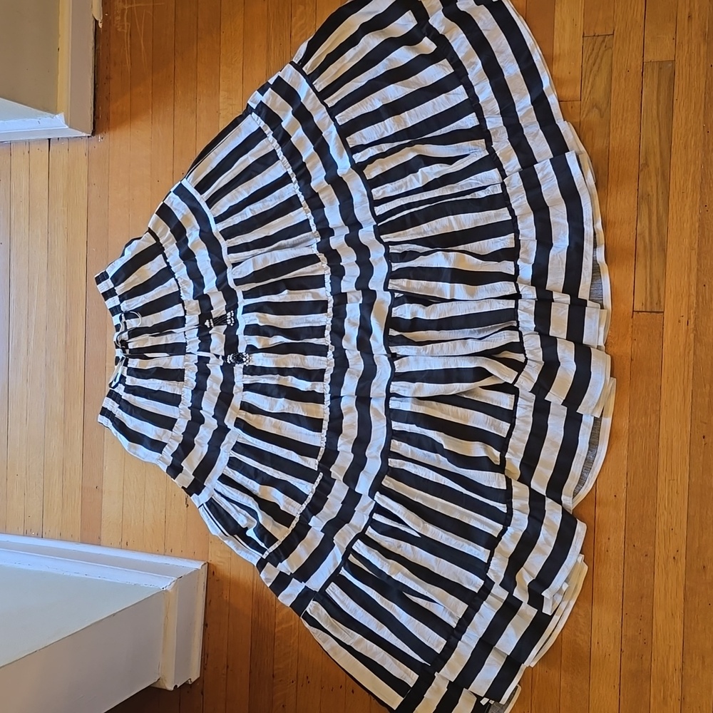 Pinch, 3-Tiered Maxi Skirt, Black & White Striped, EUC,Women's M